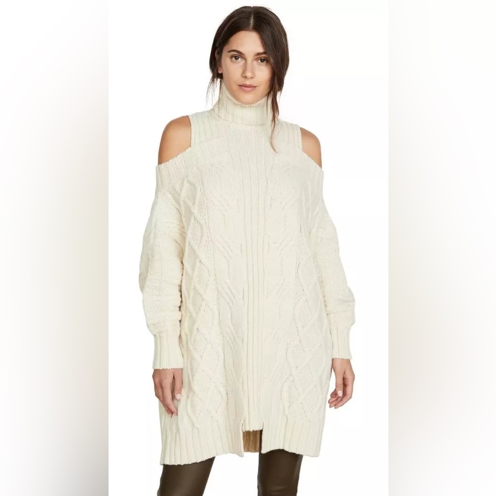 Monse Cold Shoulder Fisherman Knit Sweater